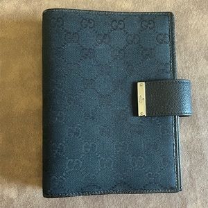 Gucci Web Black GG Logos Pattern Agenda Notebook